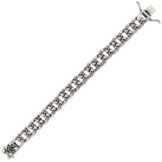 Sterling Silver Skull Curb Chain Bracelet