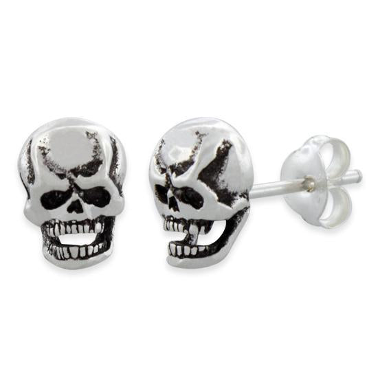 Sterling Silver Skull Head Earrings
