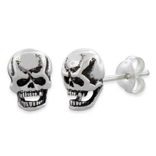 Sterling Silver Skull Head Earrings