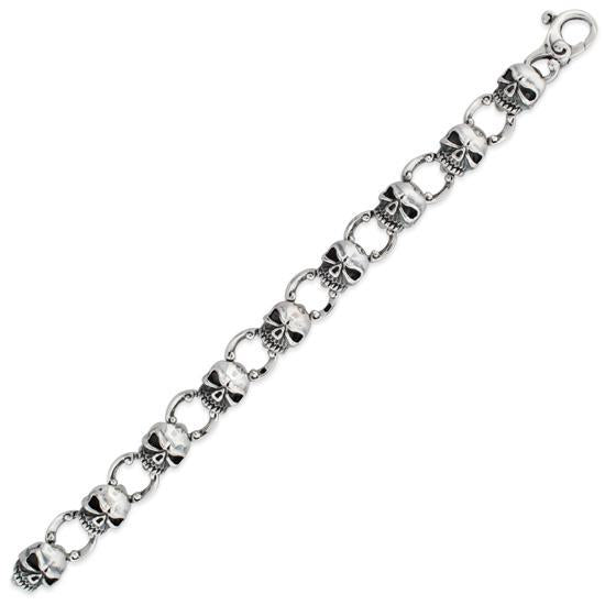 Sterling Silver Skull Link Bracelet