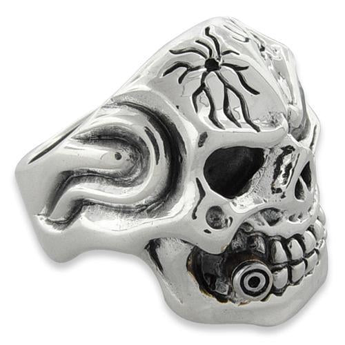 Sterling Silver Skull Ring - CZ Eye