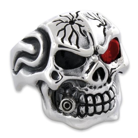 Sterling Silver Skull Ring w/ Cubic Zirconia