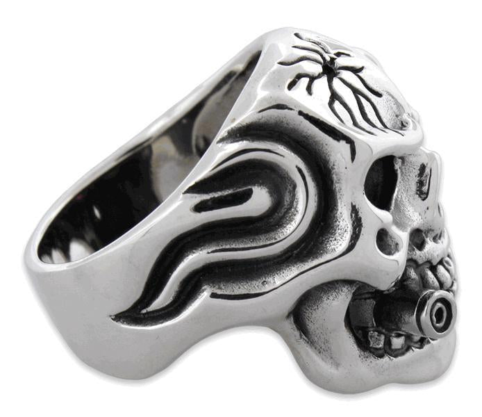 Sterling Silver Skull Ring w/ Cubic Zirconia