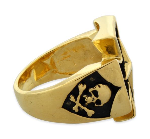 Sterling Silver Skull - Star - Iron Cross Ring  , 9