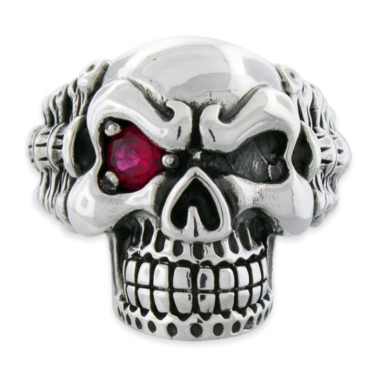 Sterling Silver Skull Vertebrae CZ Ring