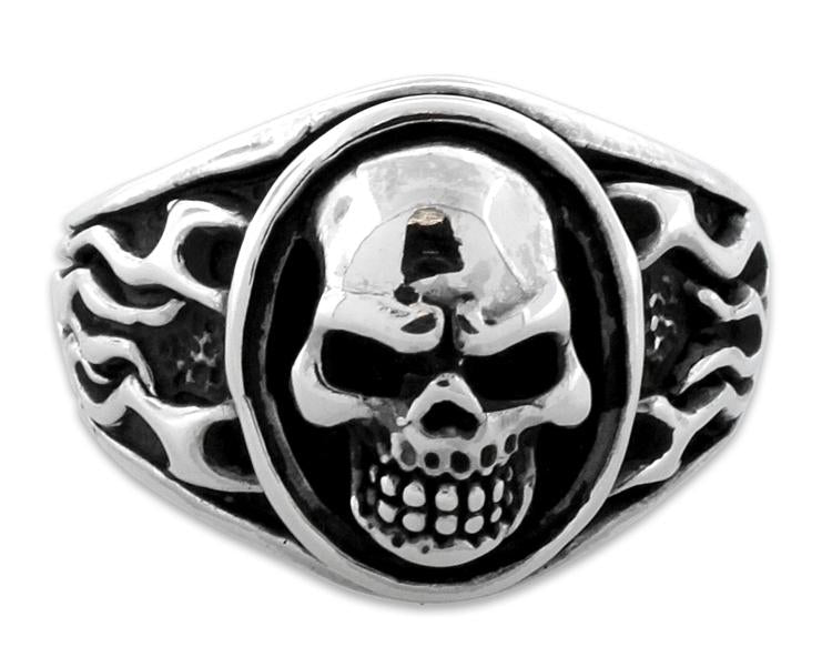 Sterling Silver Skull with Fire Ring
