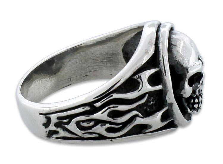 Sterling Silver Skull with Fire Ring