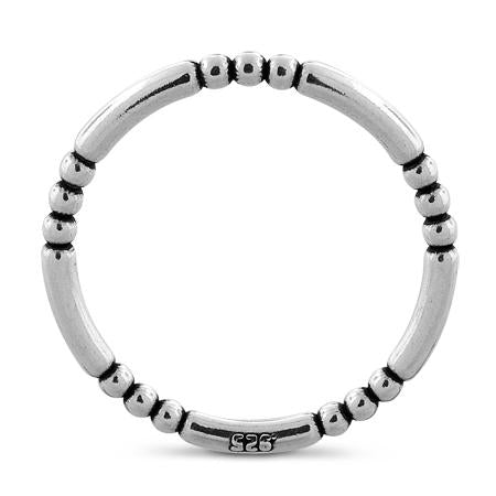 Sterling Silver Stackable Bead and Bar Ring