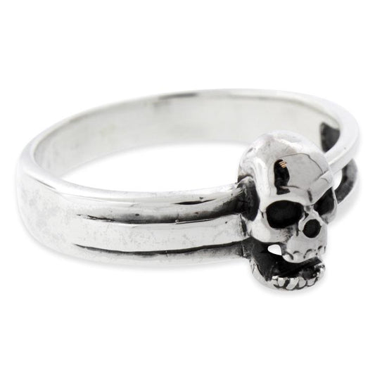 Sterling Silver Thin Band Skull Ring