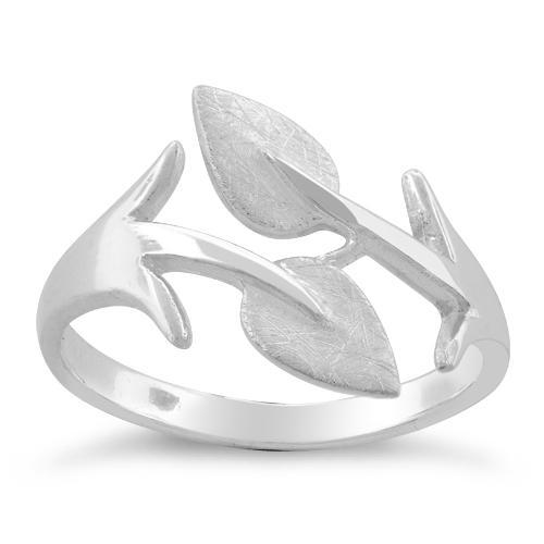 Sterling Silver Two Leaves Ring