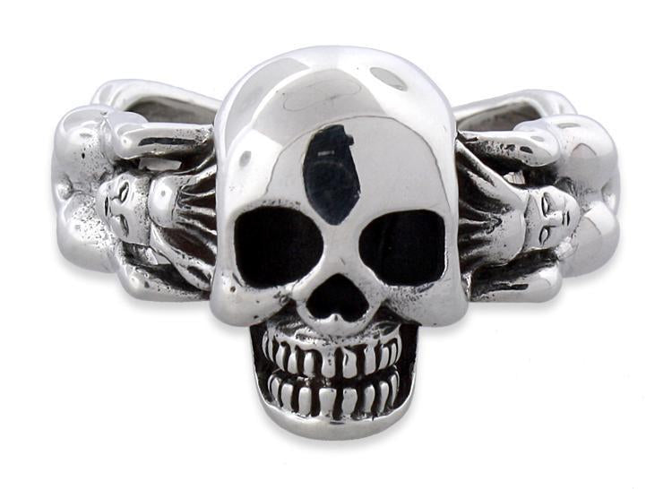 Sterling Silver Woman Holding Skull Ring