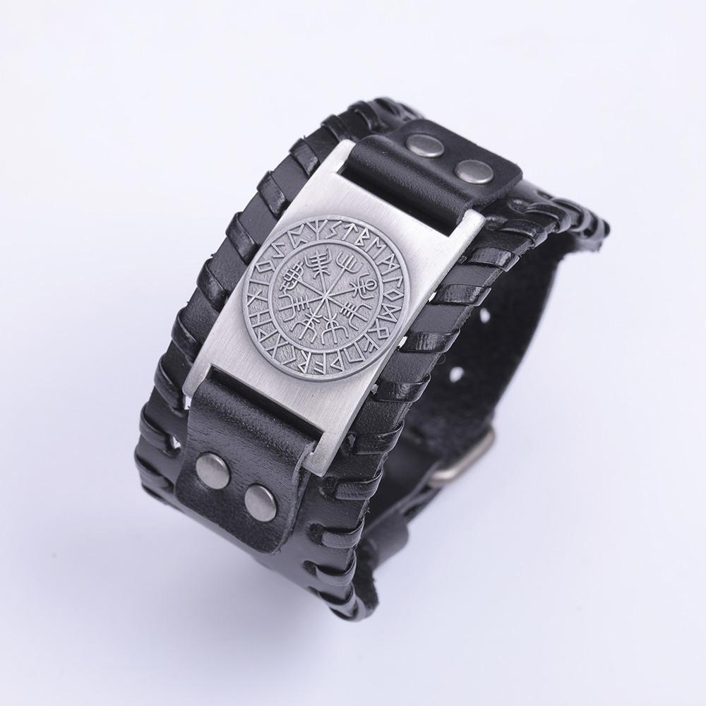 Vegvisir Viking Compass Leather Bracelet