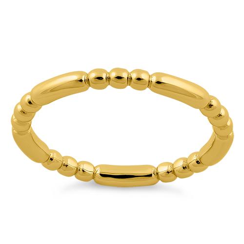 Yellow Gold Plated Stackable Bead and Bar Ring