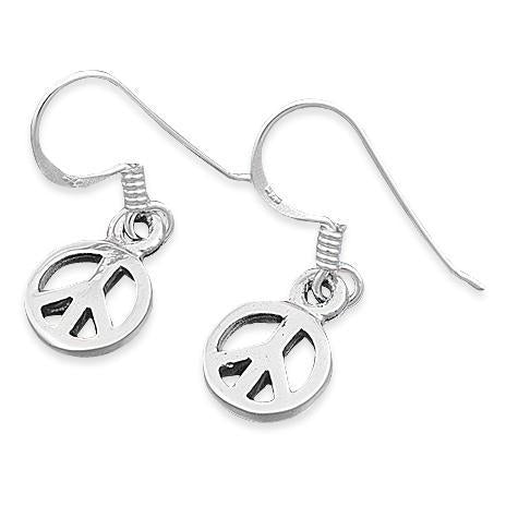 Sterling Silver Peace Sign Earrings