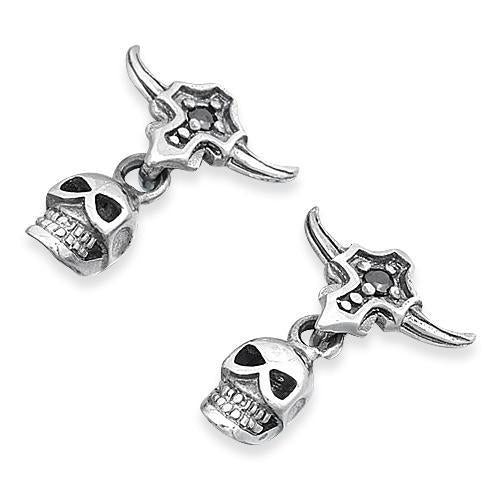 Sterling Silver Bull Skull Stud Earrings
