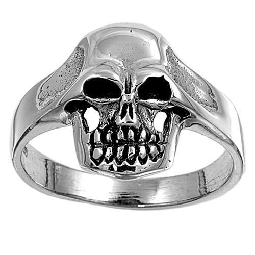 Sterling Silver Ladies Skull Biker Ring