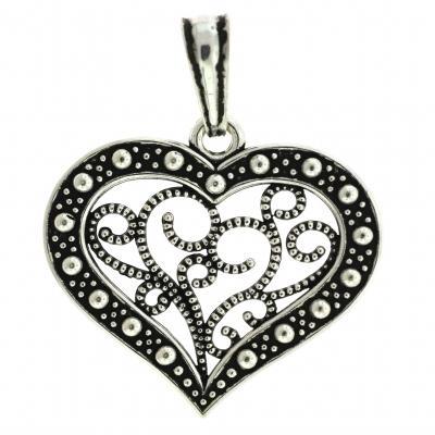 Sterling Silver Heart Filigree Pendant