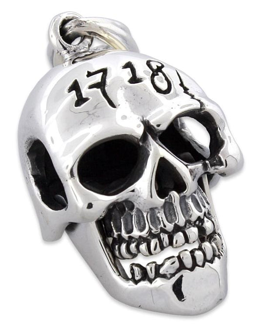 Sterling Silver Number 1718 Skull Pendant