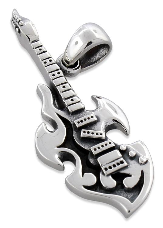 Sterling Silver Tribal Electric Guitar Pendant
