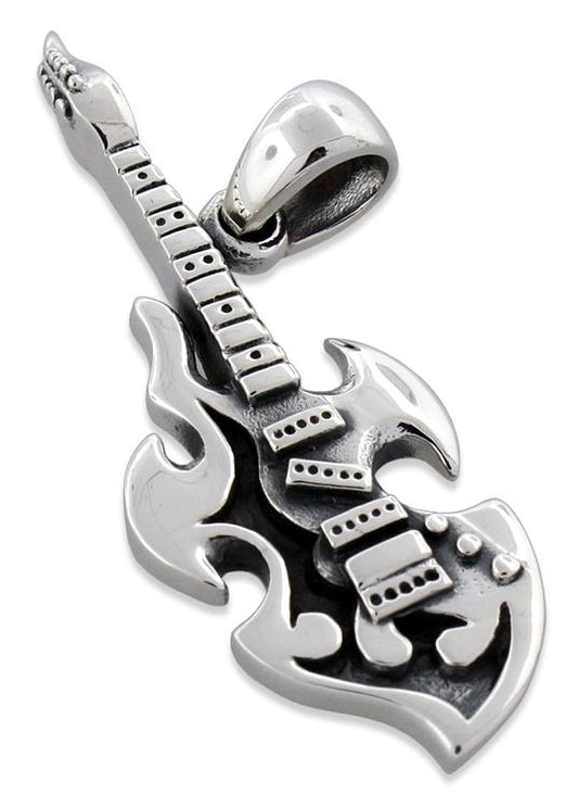 Sterling Silver Tribal Electric Guitar Pendant