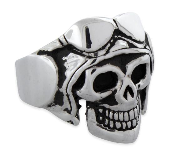 Sterling Silver Pilot Skull Biker Ring