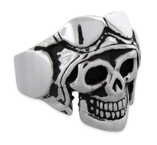 Sterling Silver Pilot Skull Biker Ring