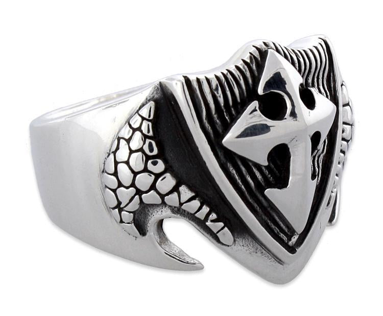 Sterling Silver Scale Cross Ring