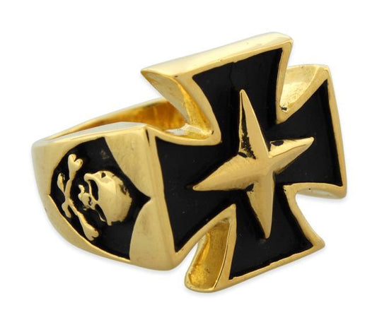 Sterling Silver Skull - Star - Iron Cross Ring  , 9