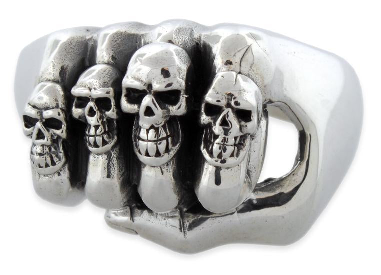 Sterling Silver Multiple Skull Fist Ring