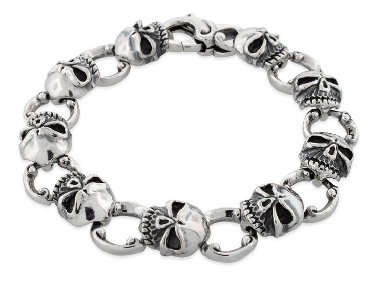 Sterling Silver Skull Link Bracelet