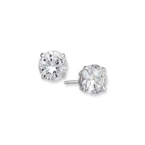 0.25 ct Sterling Silver CZ Stud Earrings 3MM