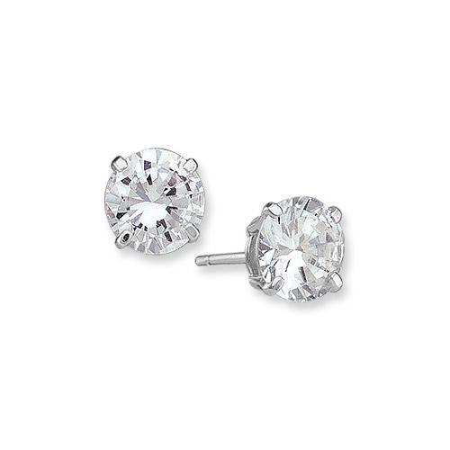 0.5 ct Sterling Silver CZ Stud Earrings 4mm