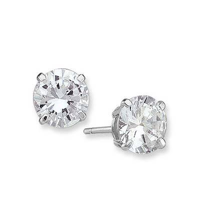 1 ct Sterling Silver CZ Stud Earrings 5MM