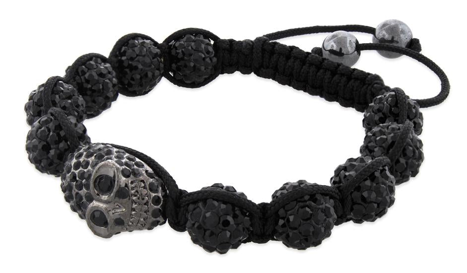 10MM Skull Black Rhinestone Bead Shamballa Bracelet