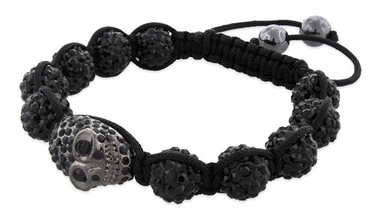 10MM Skull Black Rhinestone Bead Shamballa Bracelet