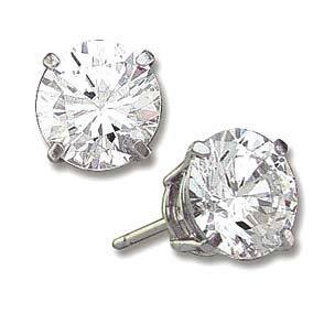 3 ct Sterling Silver CZ Stud Earrings 7MM