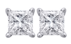 Sterling Silver 9mm Princess Cut CZ Stud Earrings Square