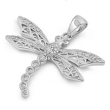 Sterling Silver CZ Dragonfly Pendant