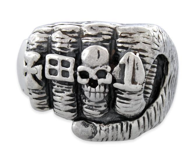 Sterling Silver Skull Fist Hand Ring