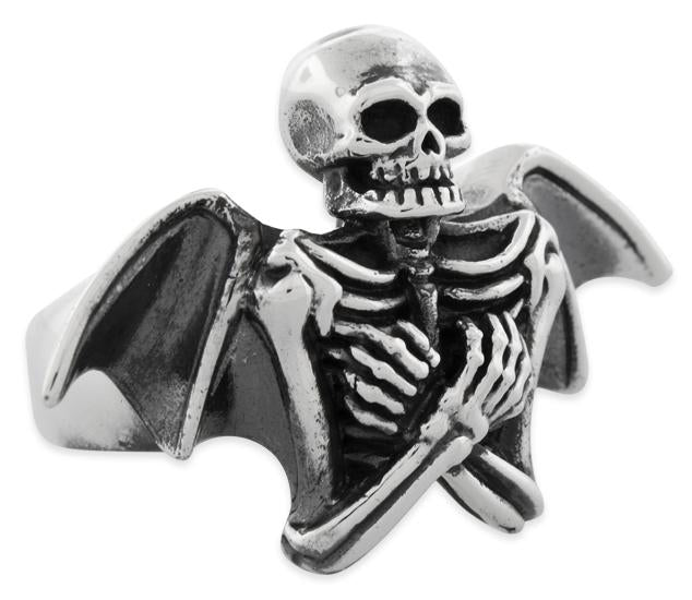 Sterling Silver Winged Skeleton Ring