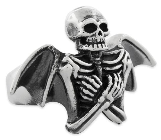 Sterling Silver Winged Skeleton Ring