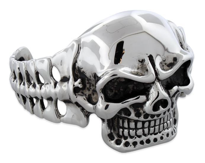 Stainless Steel Vertebrae Skull Bangle Bracelet