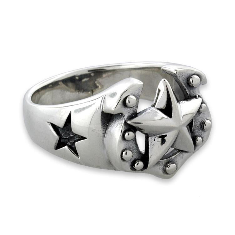 Sterling Silver Horse Shoe with Star Ring