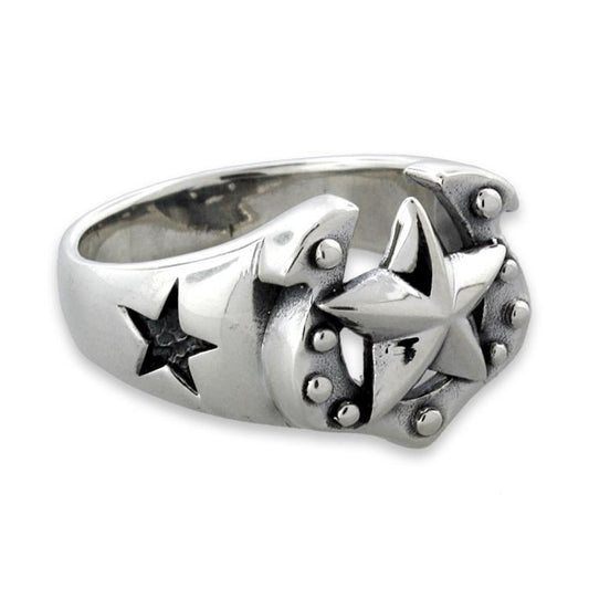 Sterling Silver Horse Shoe with Star Ring