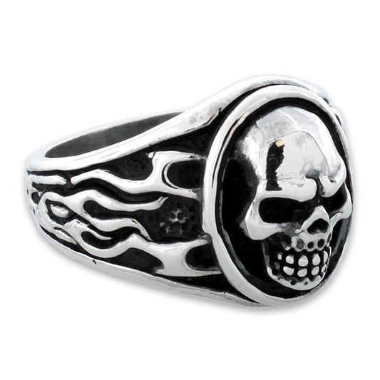Sterling Silver Skull with Fire Ring